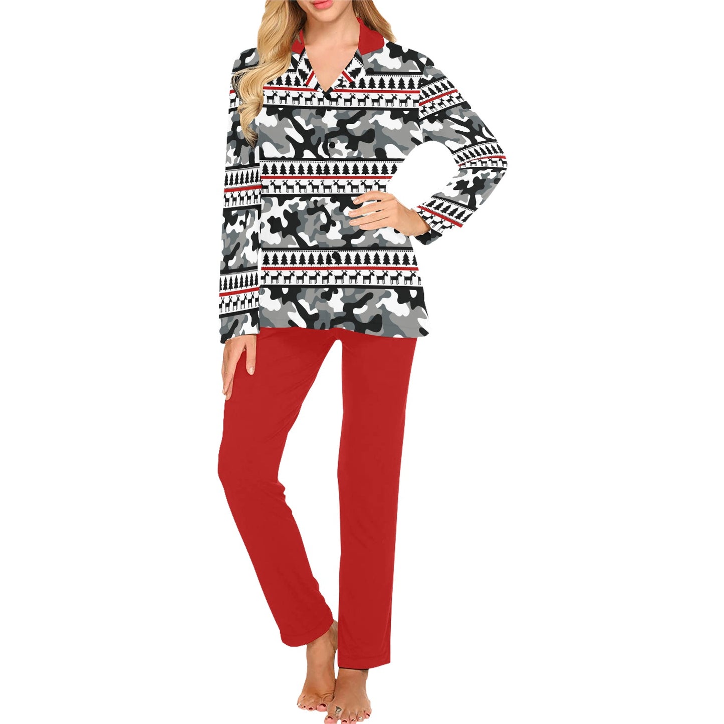 RR Christmas Pajamas  - Womens Camo/Red