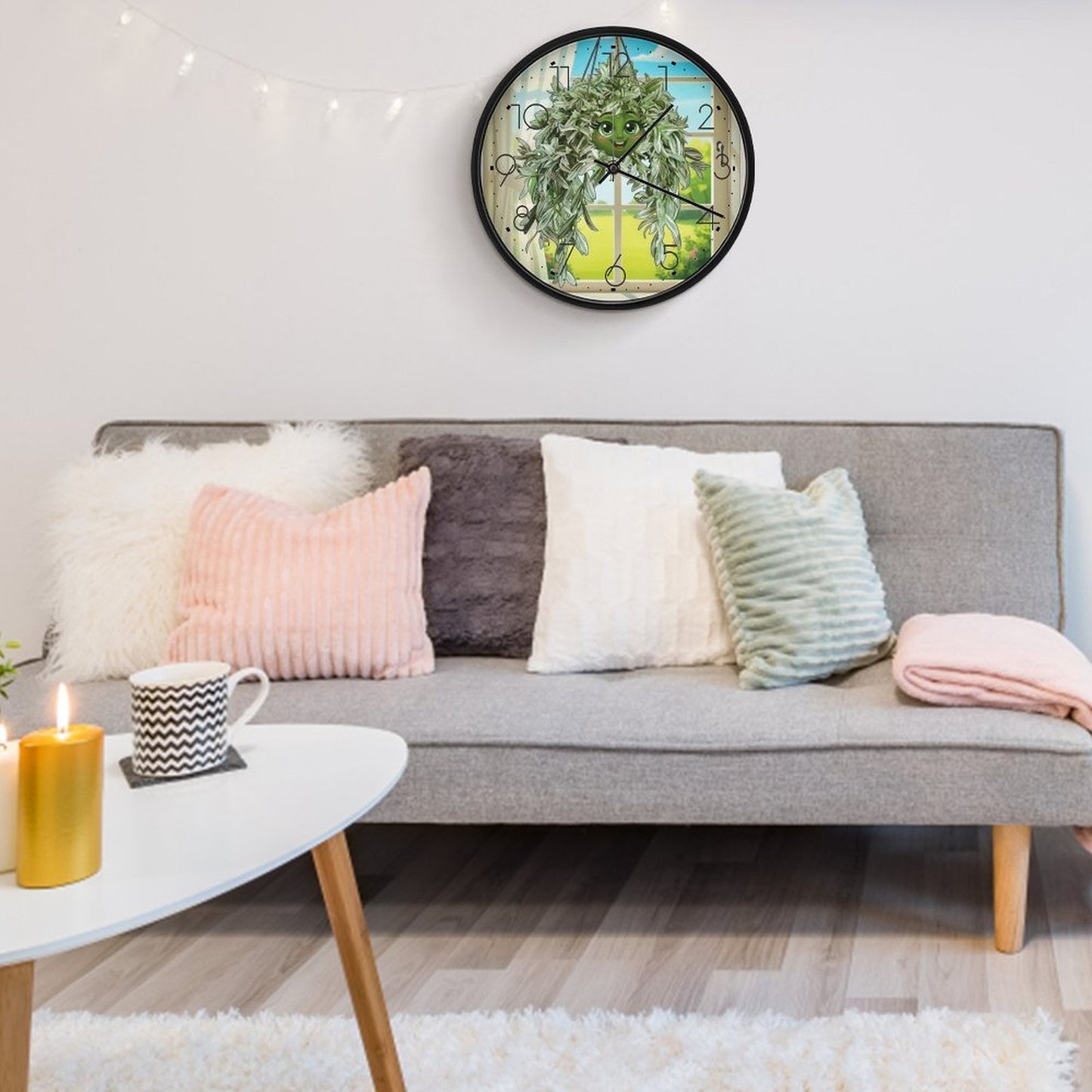 Plant Love 10x10 Wall Clock - Pistachio White Tradescantia