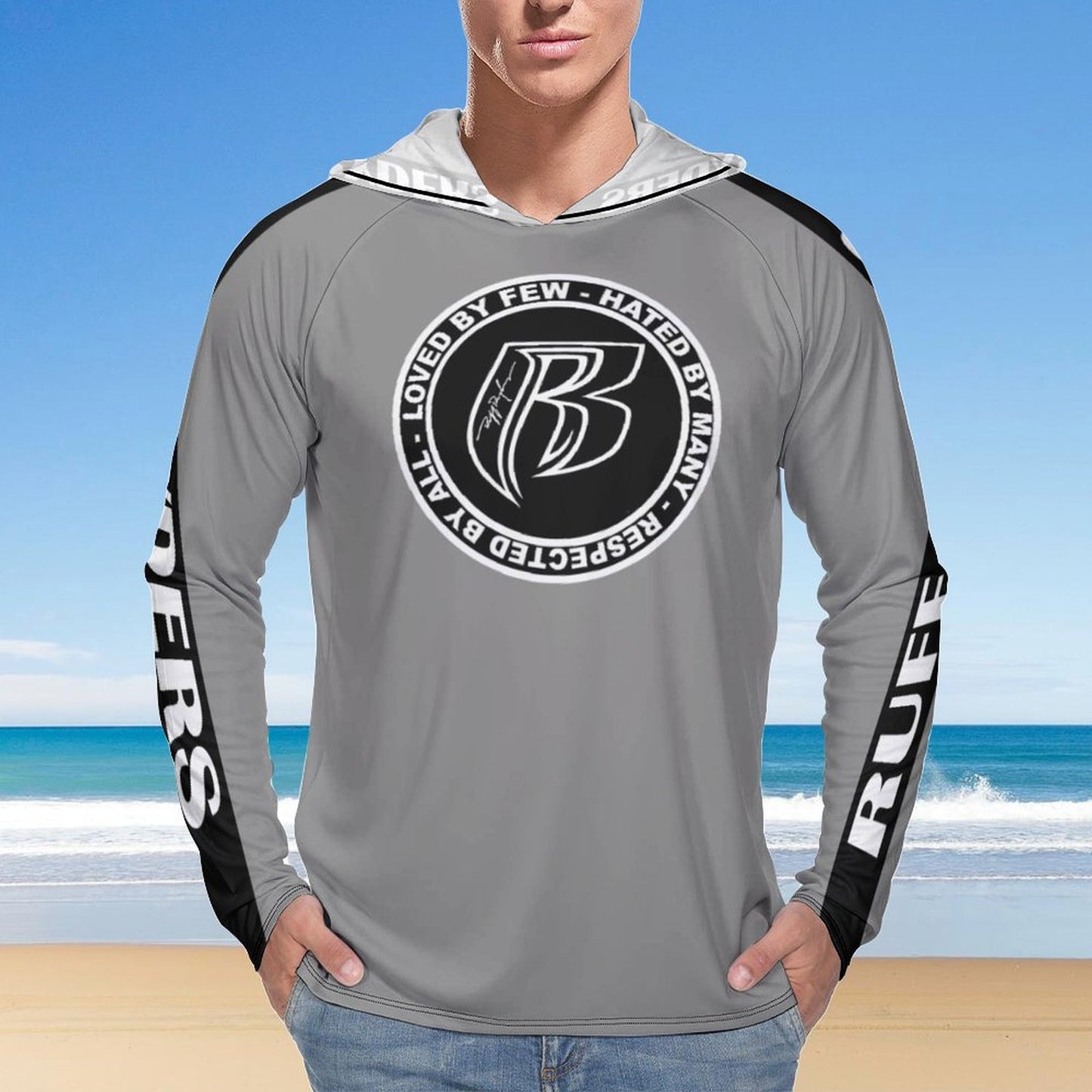 RR Long Sleeve Sun Protection Hoodie Gry  Add your name.