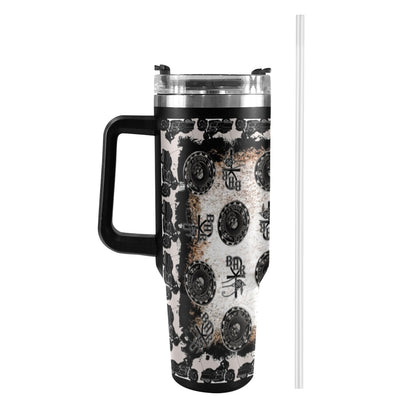 BHR 40oz Jumbo Tumbler w/ Handle and Matching Lid Cream- Blk Woman