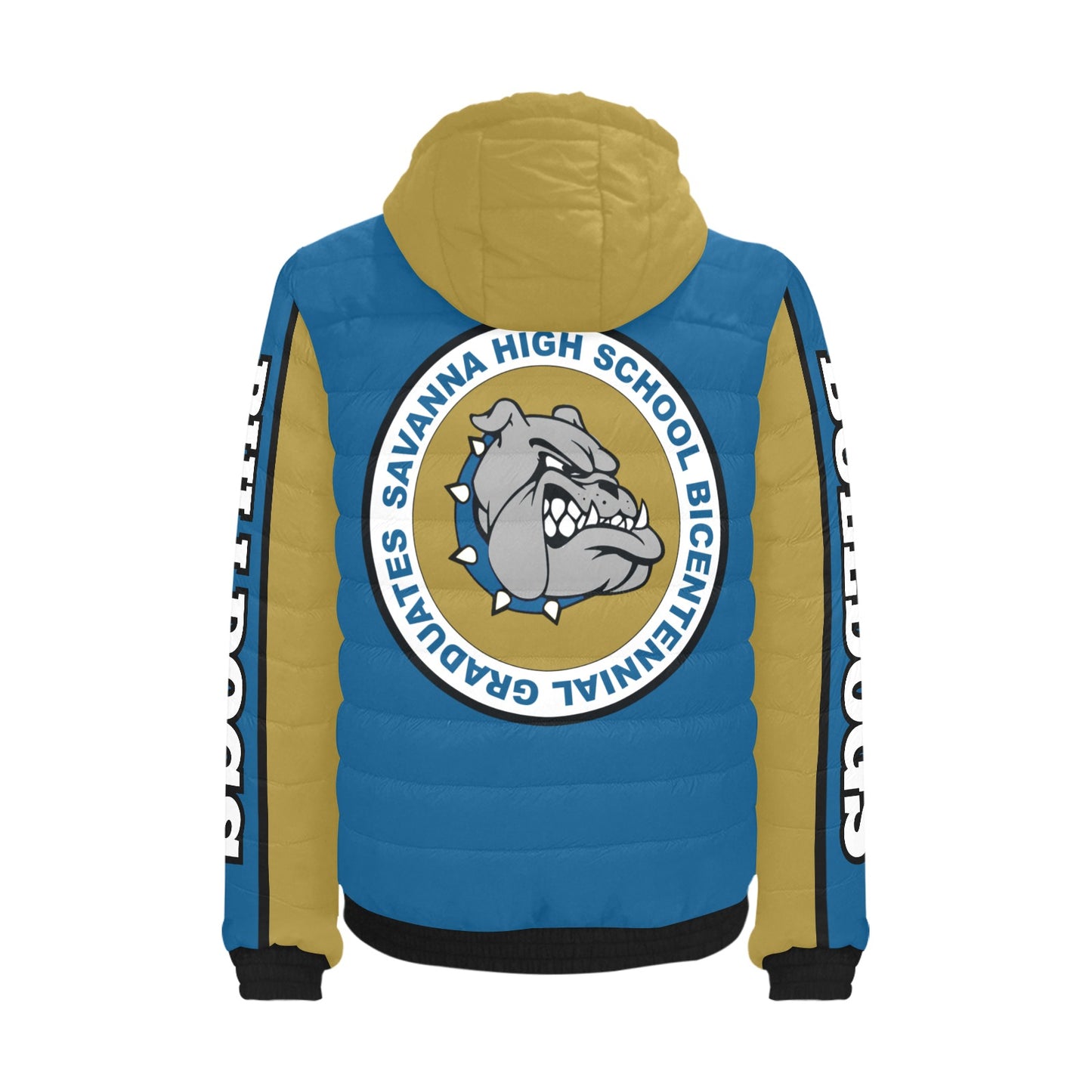 Savannah Bulldogs Lightweight Quilted Hooded Bomber Jacket Men's Padded Hooded Jacket (Model H42)