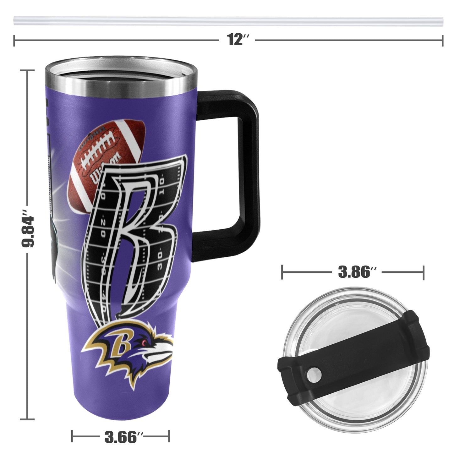 RR RAVENS 40OZ STAINLESS STEEL TUMBLER 2025