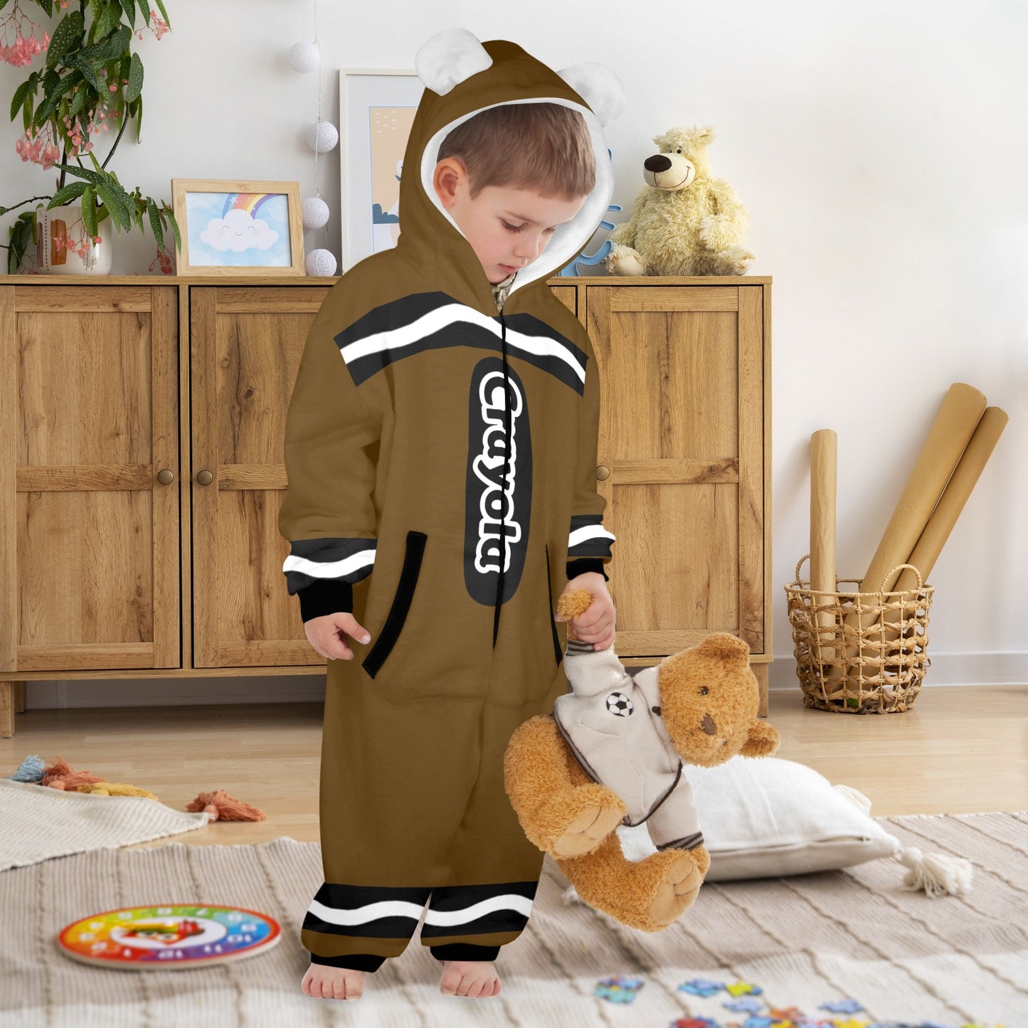 Kids Crayon Onesie Brown