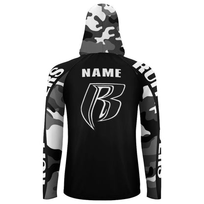 RR Long Sleeve Sun Protection Hoodie Blk/Camo - Add your name.