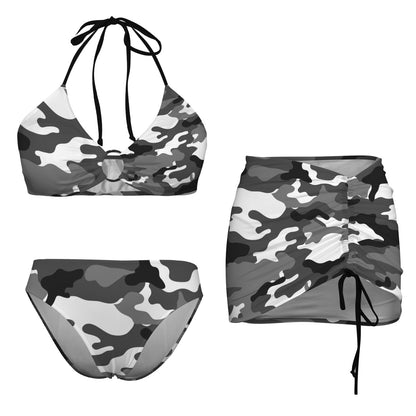 RR Three Piece Swimsuit with Bikini and Skirt Camo