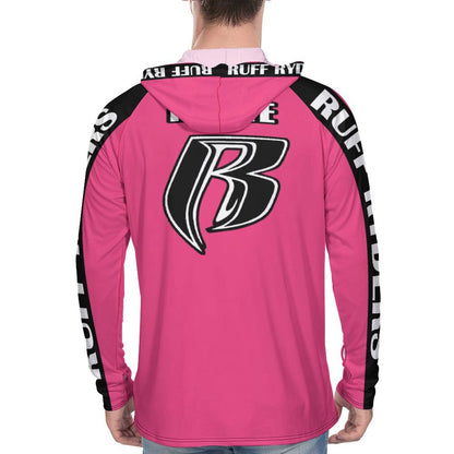 RR Long Sleeve Sun Protection Hoodie Pink - Add your name.