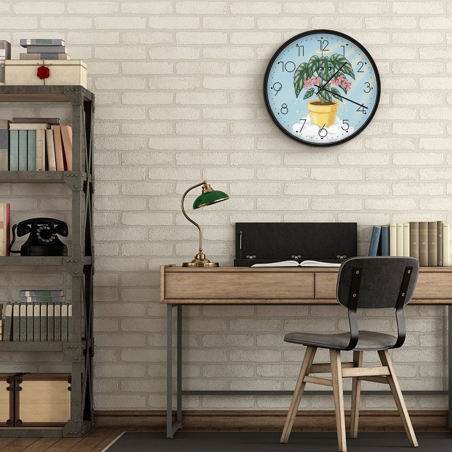 Plant Love 10x10 Wall Clock - Angel Wing Begonia