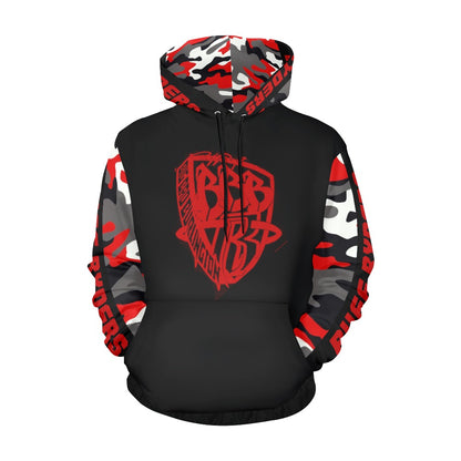 BBB Big Bad Burlington Lightweight Printed Poly Blend Hoodie - State Design Red Camo