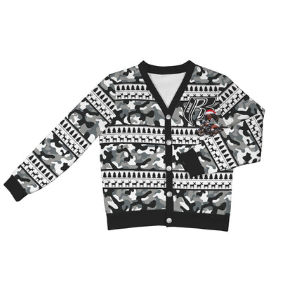 RR Christmas Women's Ribbed Poly Cardigan - Camo Blk Ryder