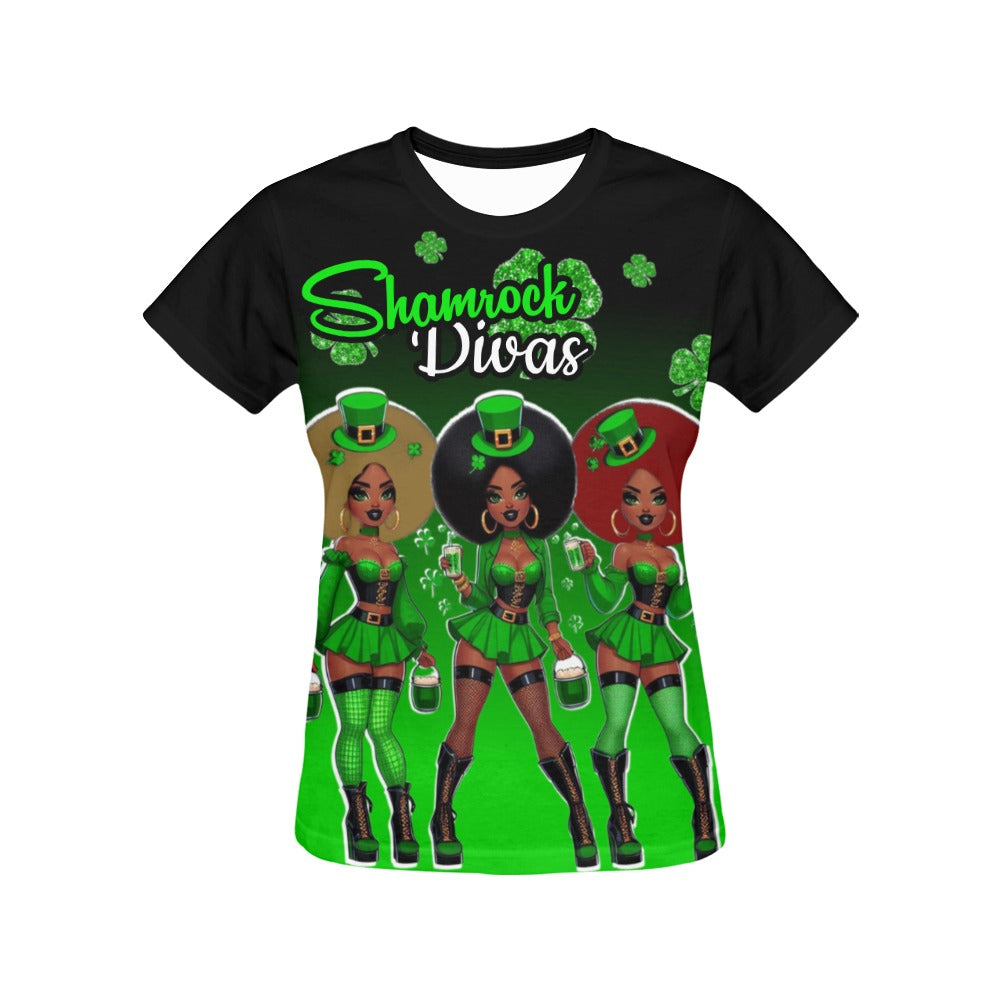 Shamrock Divas All Over Print Womens Tee