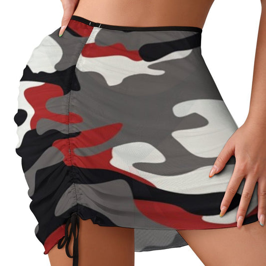 Fort Worth Shear Short Shurred Red Camo Skirt