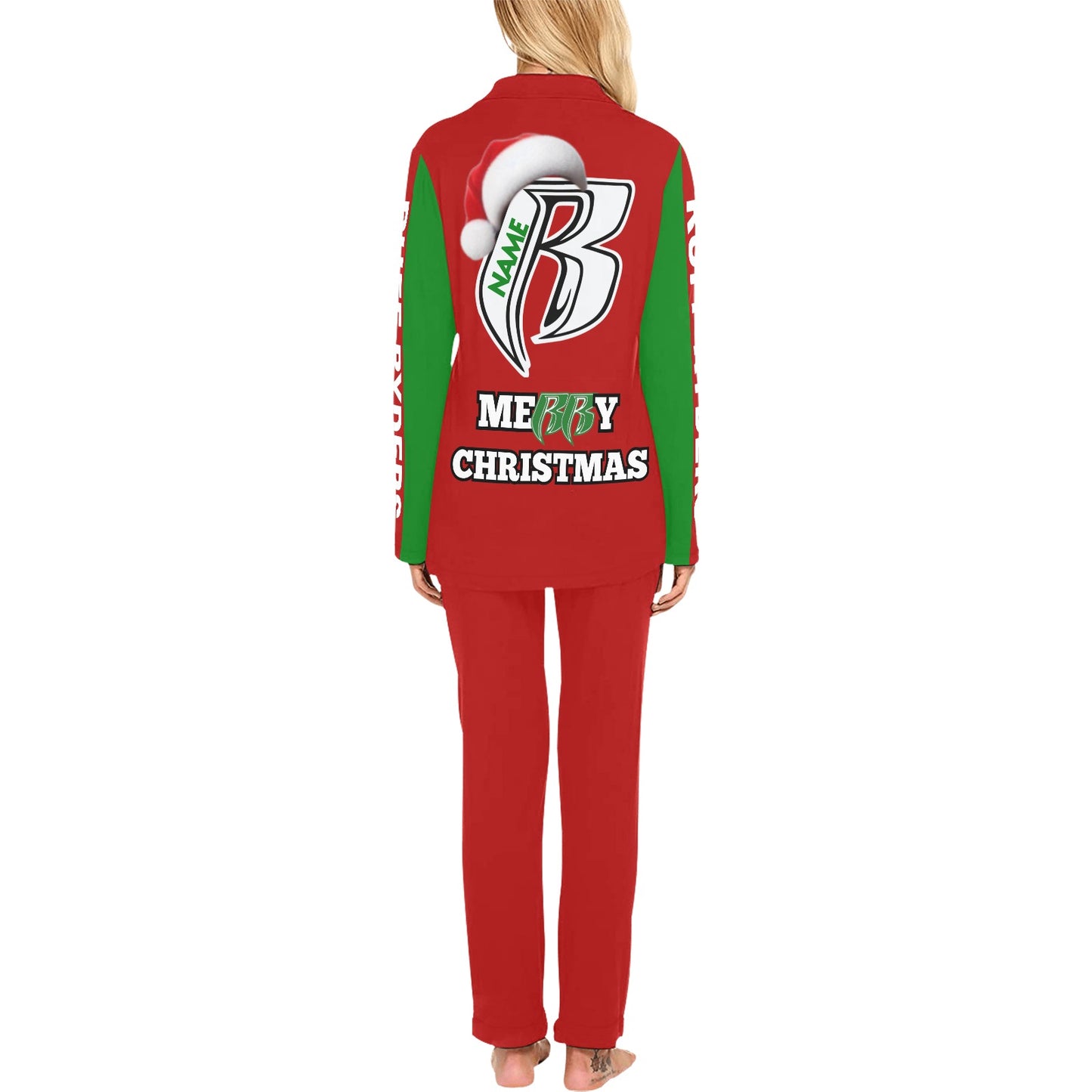 RR Christmas Pajamas - Womens Rd/Grn/Wht Ruff Ryders - ADD YOUR NAME