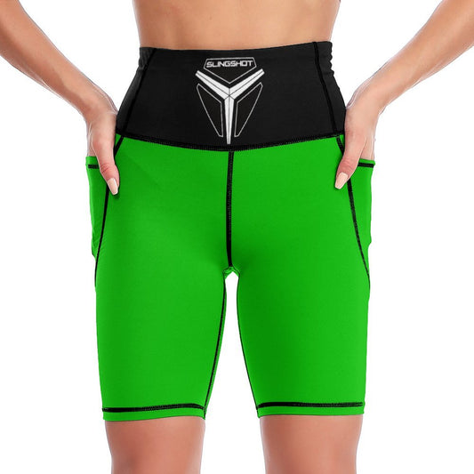 3>2 Womens Knee Length Butt Lifting Spandex Shorts Green