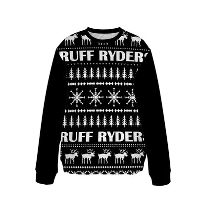 RR Christmas Ribbed Acrylic Mock Sweater Blk/Wht