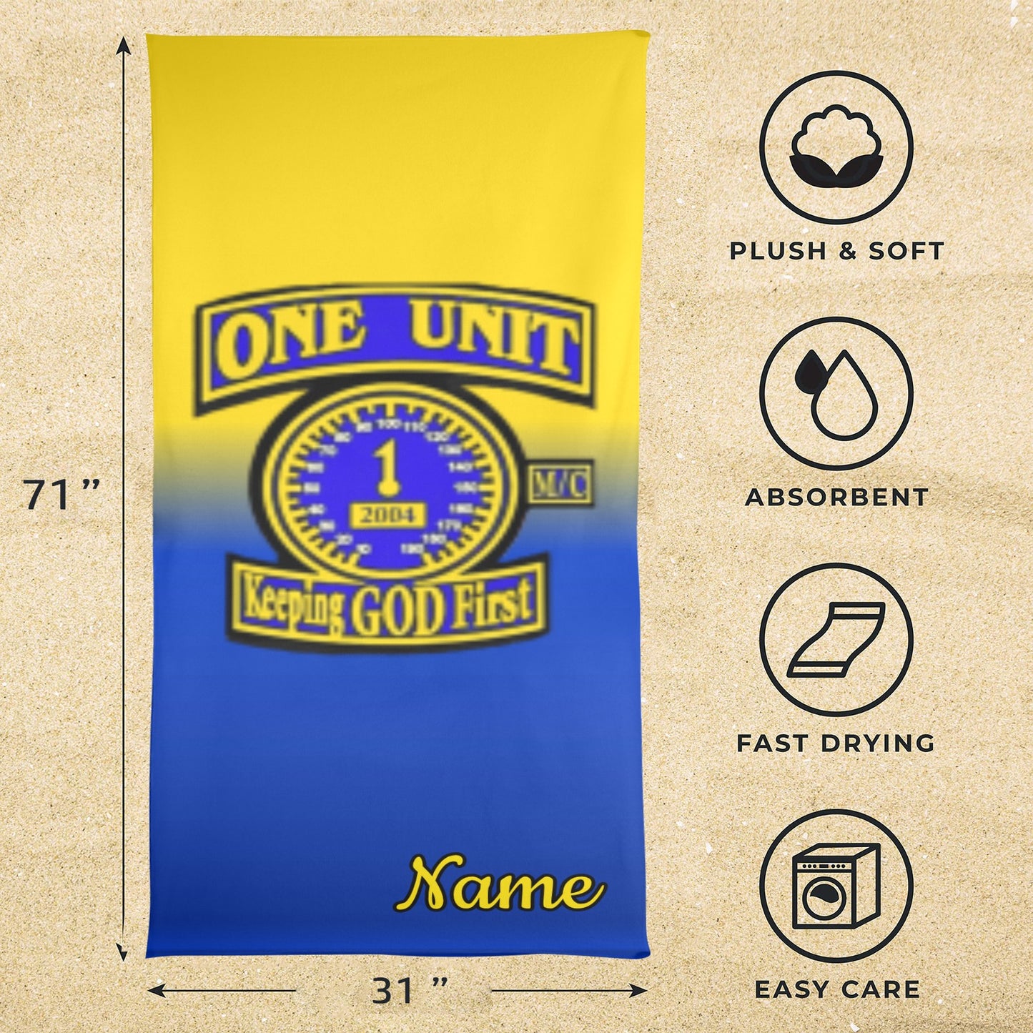 One Unit Towel Beach Towel 31"x71"
