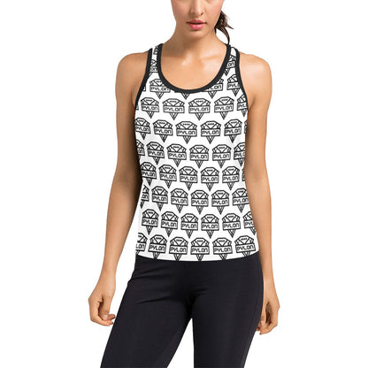 Pylon Women's Racerback Tank Wht Pylon Print