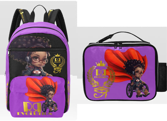 R Evolution Rolling Princess Backpack and Lunchbag Combo