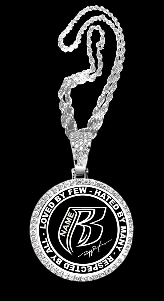 Circular Cubic Zirconia RR Pendant with Titanium Steel Rope Chain