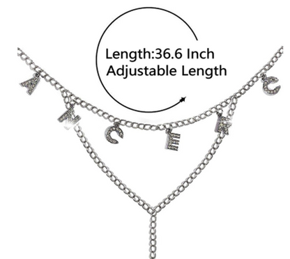 Custom Crystal Letter Chain G-string - Up to 16 Letters -Stretches to 40 inches