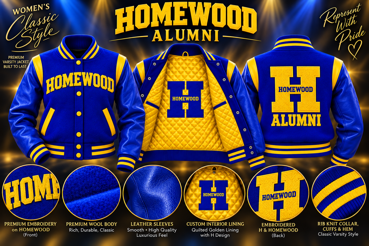 Homewood H Embroidered Wool and Genuine Leather Varsity Jacket