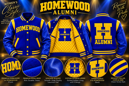 Homewood H Embroidered Wool and Genuine Leather Varsity Jacket