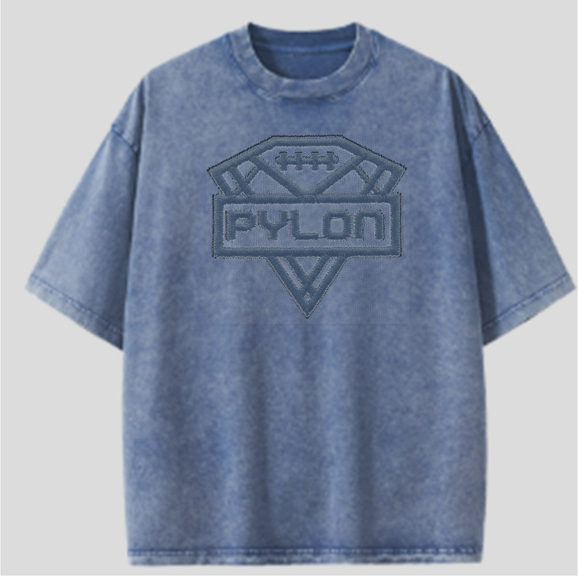 Pylon Embroidered Stonewashed Tee Blue