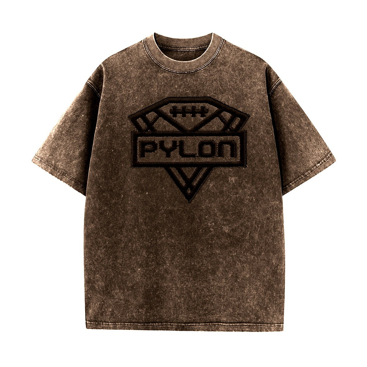 Pylon Embroidered Stonewashed Tee Chocolate