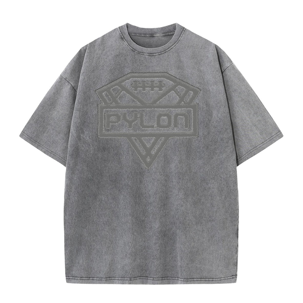 Pylon Embroidered Stonewashed Tee Grey