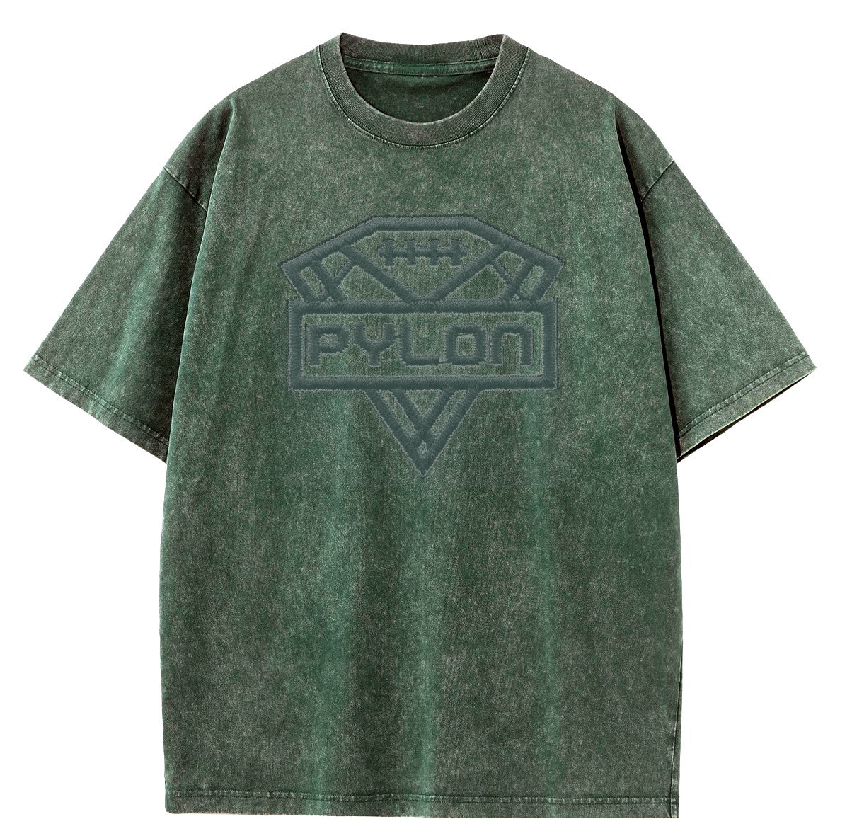 Pylon Embroidered Stonewashed Tee Green