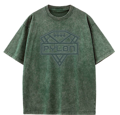 Pylon Embroidered Stonewashed Tee Green