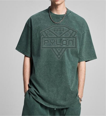 Pylon Embroidered Stonewashed Tee Green