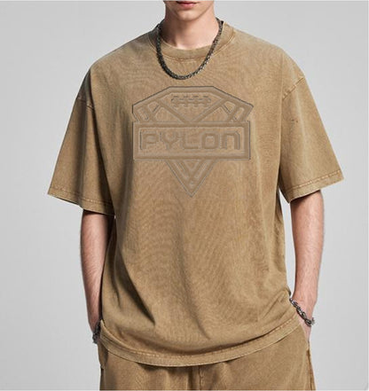 Pylon Embroidered Stonewashed Tee Khaki