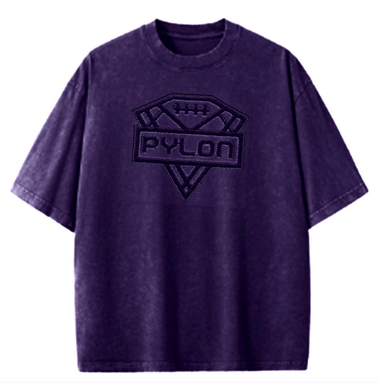 Pylon Embroidered Stonewashed Tee Purple