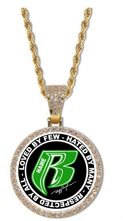 Circular Cubic Zirconia RR Pendant with Titanium Steel Rope Chain - 9 colors