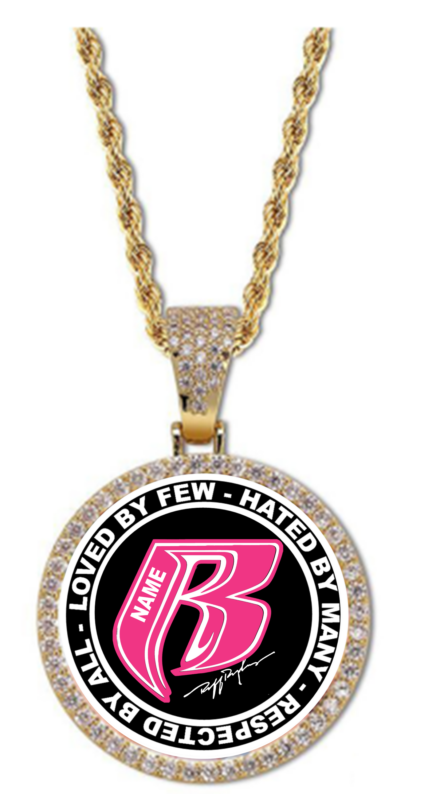 Circular Cubic Zirconia RR Pendant with Titanium Steel Rope Chain - 9 colors