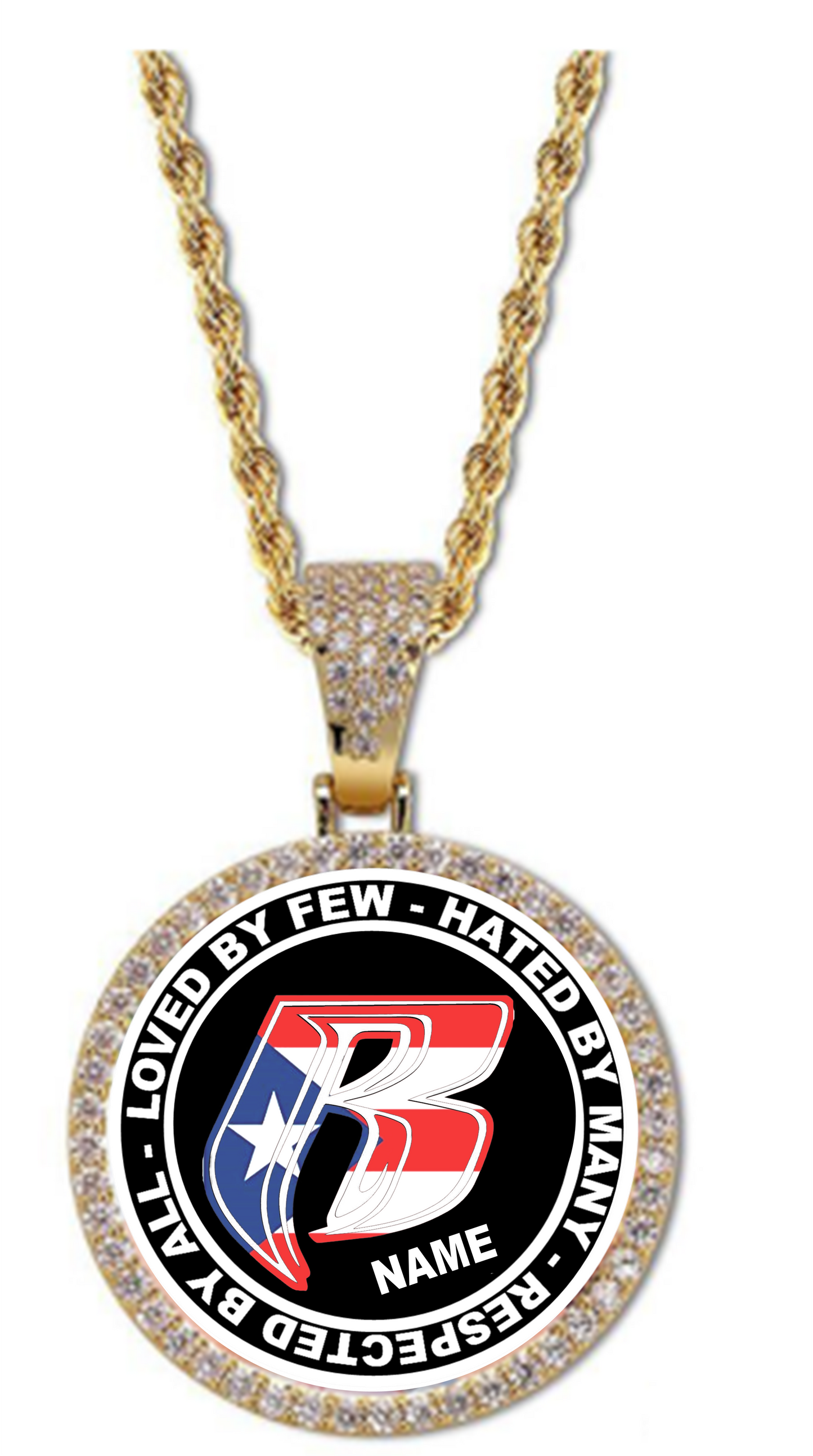 Circular Cubic Zirconia RR Pendant with Titanium Steel Rope Chain - 9 colors