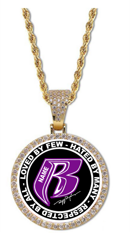 Circular Cubic Zirconia RR Pendant with Titanium Steel Rope Chain - 9 colors