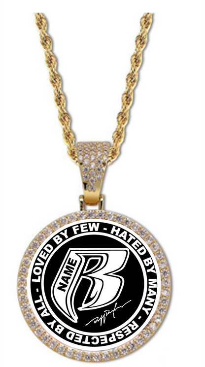 Circular Cubic Zirconia RR Pendant with Titanium Steel Rope Chain - 9 colors