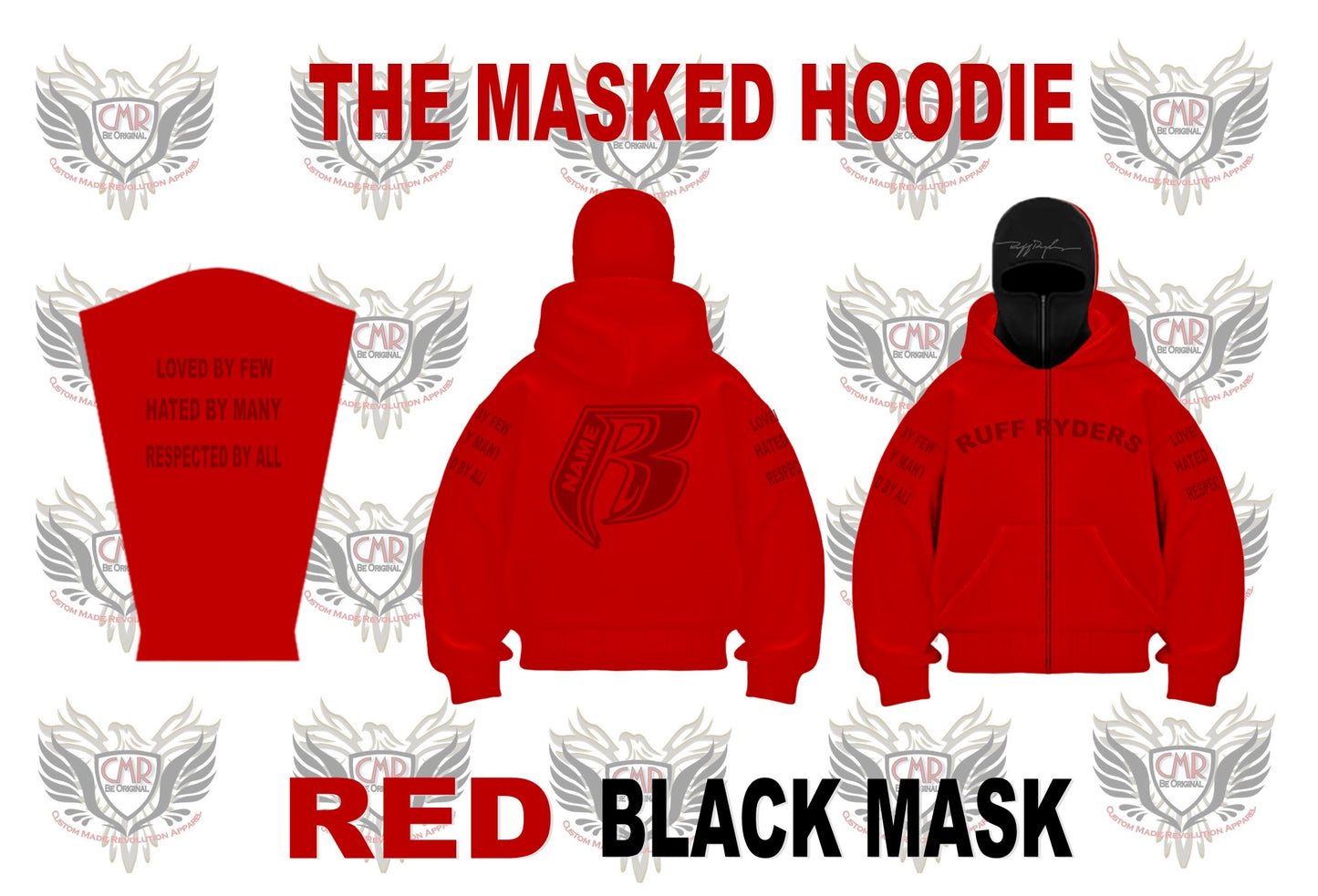 The Masked Hoodie - Heavy Fleece Fully Embroidered - Add Your Name