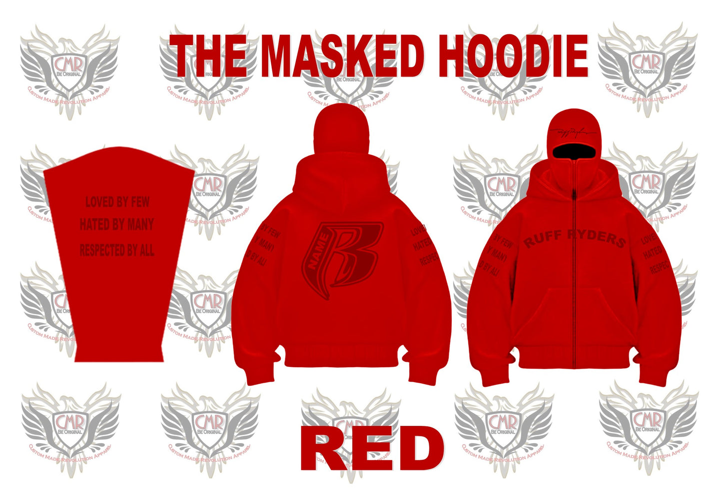 The Masked Hoodie - Heavy Fleece Fully Embroidered - Add Your Name