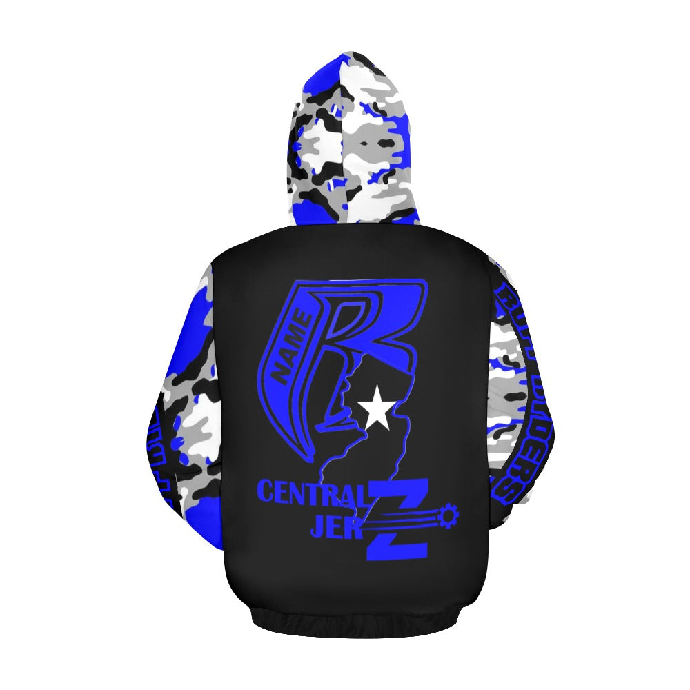Central JerZ  Lightweight Printed State Hoodie Blue Camo