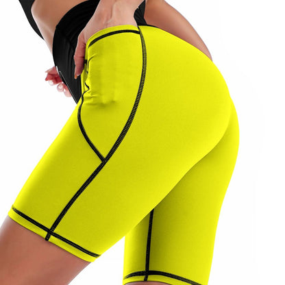 3>2 Womens Knee Length Butt Lifting Spandex Shorts Yellow