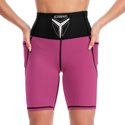 3>2 Womens Knee Length Butt Lifting Spandex Shorts Pink