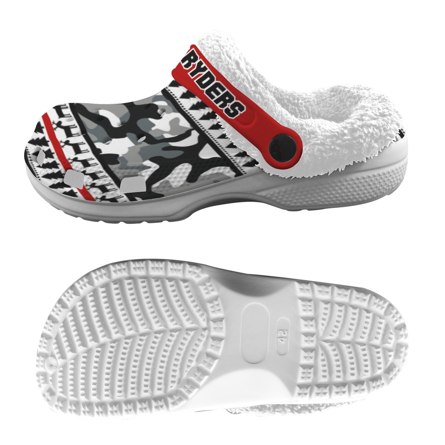 RR Christmas Fleece Lined Foam Clogs - Camo/Rd