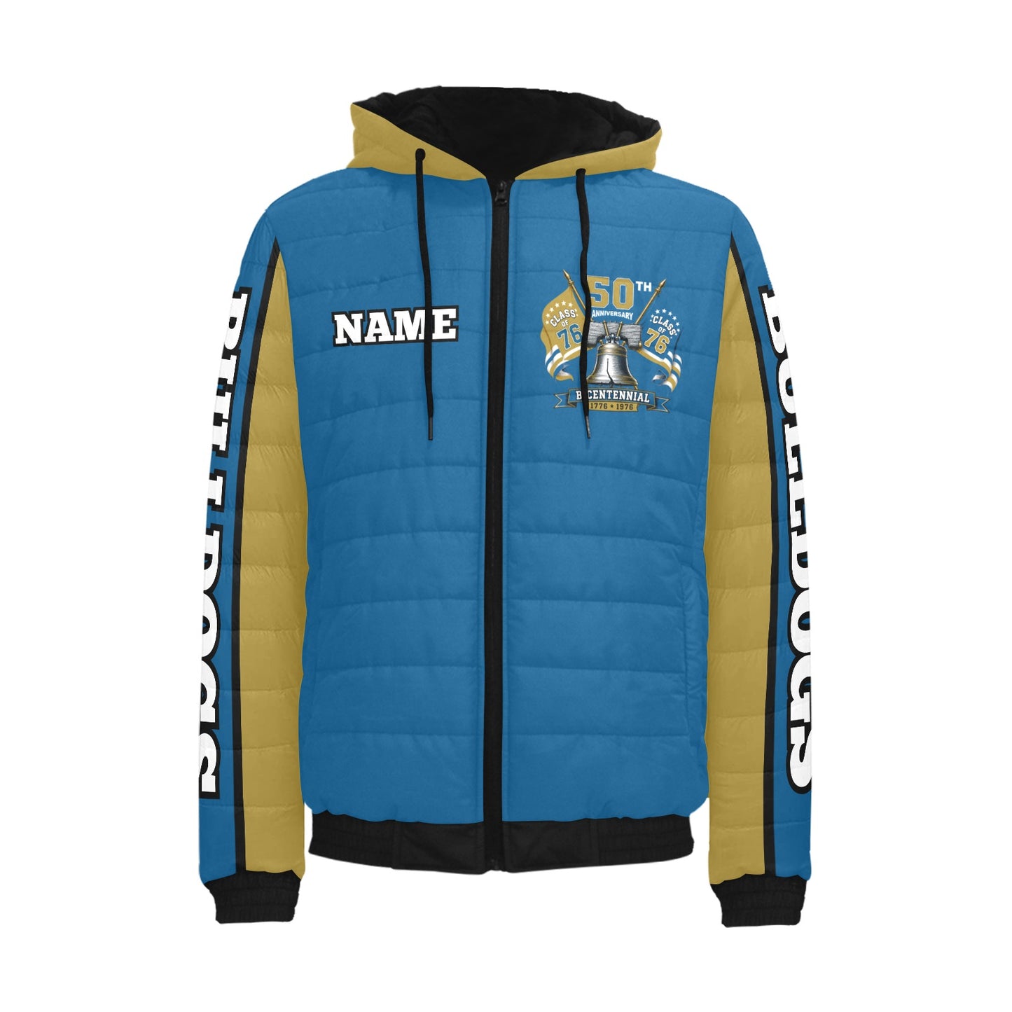 Savannah Bulldogs Lightweight Quilted Hooded Bomber Jacket Men's Padded Hooded Jacket (Model H42)