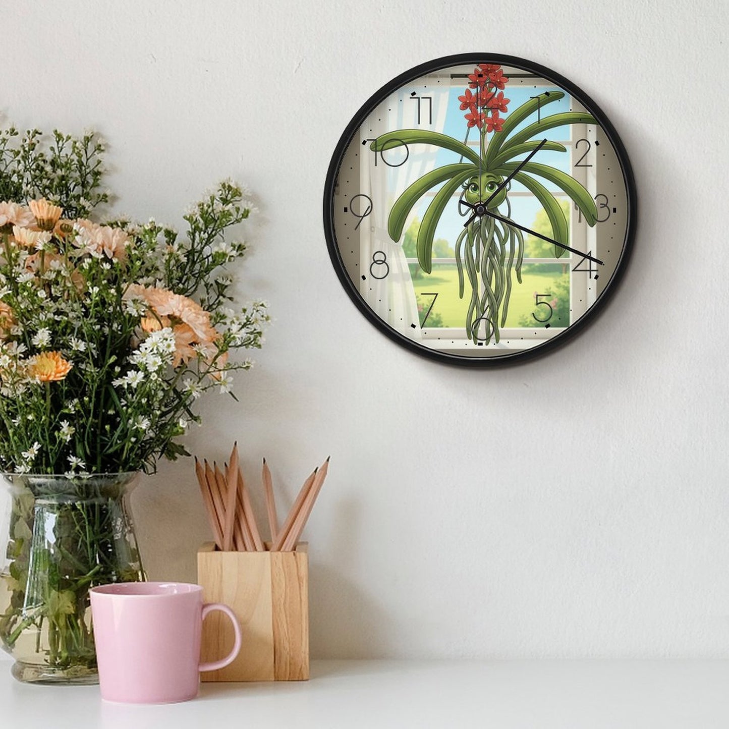 Plant Love 10x10 Wall Clock - Vanda Orchid