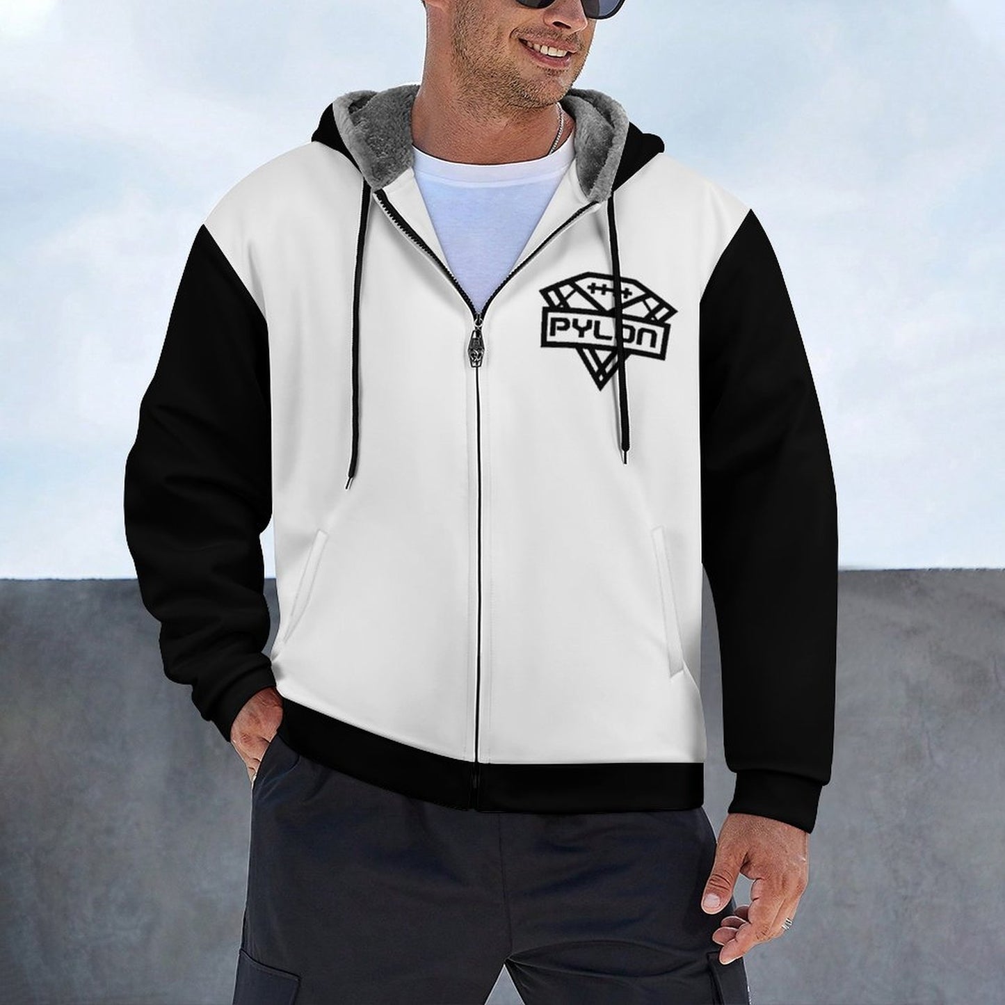 Pylon Double Layer Zippered Fleece Hoodie