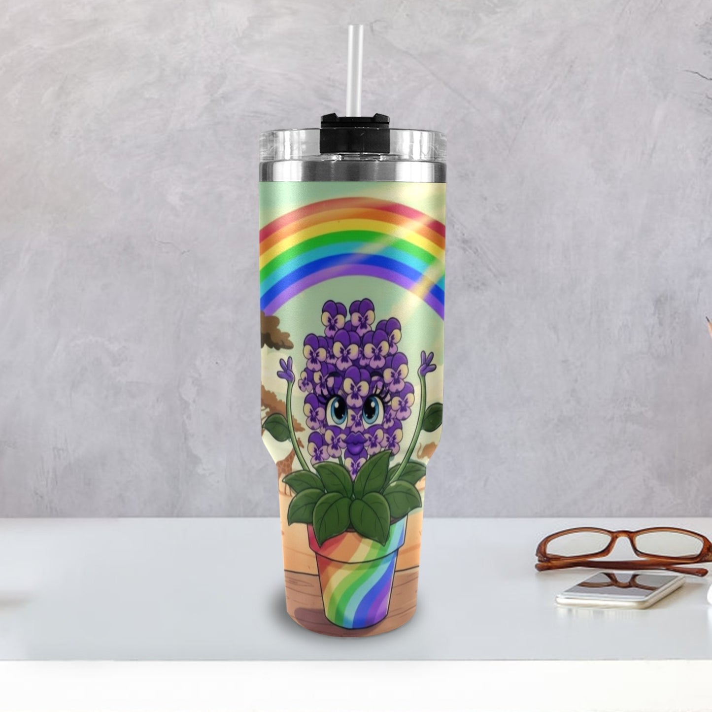Plant Love African Violet 40oz Stainless Steel Tumbler