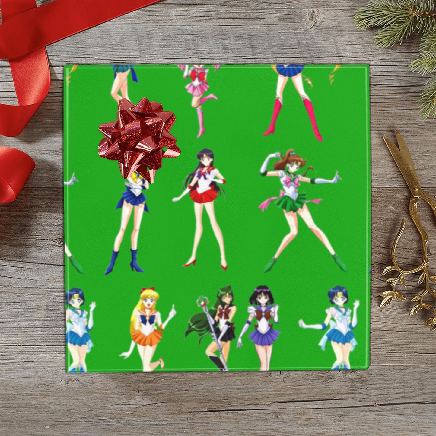 Sailor Moon Wrapping Paper 58"x 23" (2 Rolls) Soidiers Green