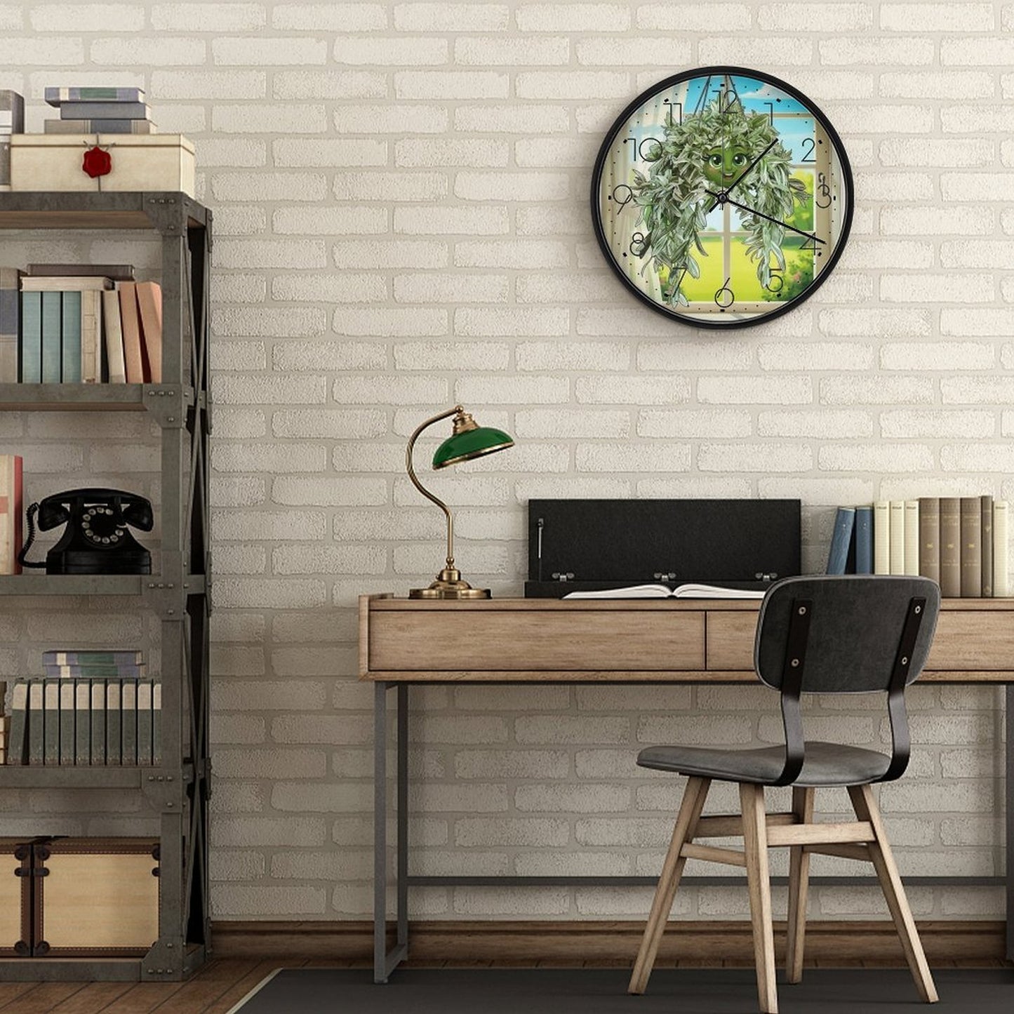 Plant Love 10x10 Wall Clock - Pistachio White Tradescantia